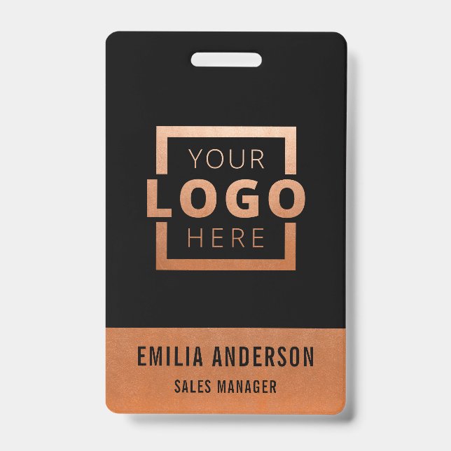 Custom Business Logo Copper Basic Barcode Employee ID Badge (Front)