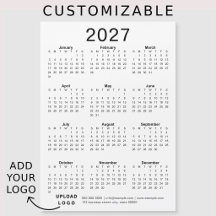 Custom Business Logo Corporate 2027 Calendar