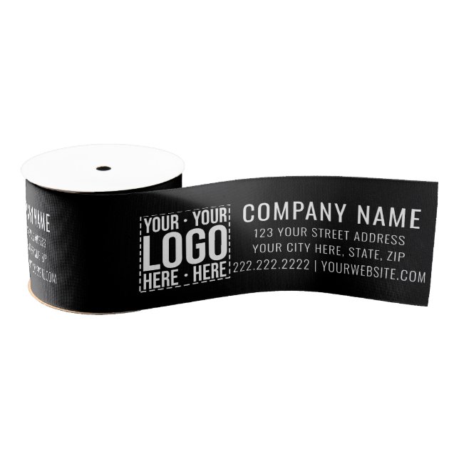 Custom Business Logo Corporate Company Modern Cool Grosgrain Ribbon (Spool)