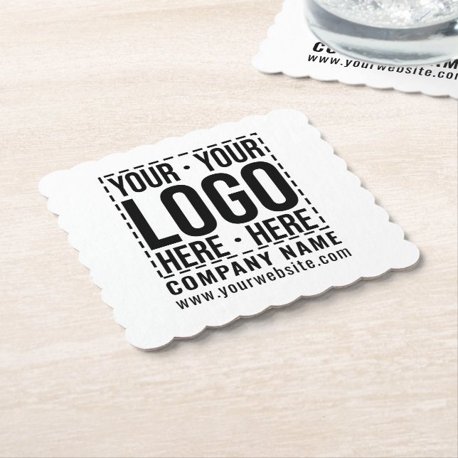 Custom Business Logo Corporate Company Modern Cool Paper Coaster (Angled)