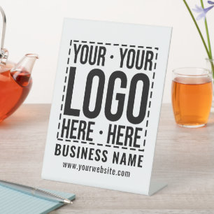 Custom Business Logo Corporate Company Modern Cool Pedestal Sign