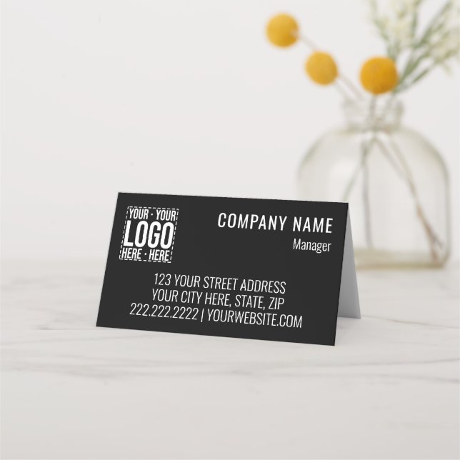 Custom Business Logo Corporate Company Modern Cool Place Card (Front)