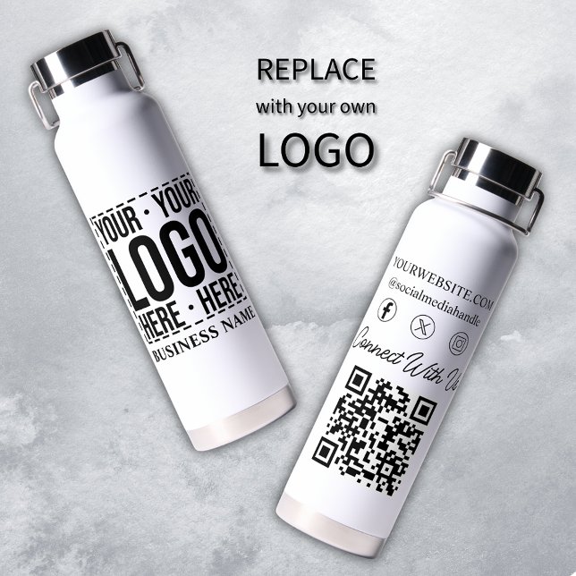 Custom Business Logo Corporate Company Modern Cool Water Bottle (Creator Uploaded)