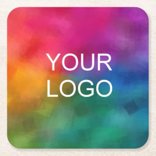 Custom Business Logo Corporate Company Template Square Paper Coaster