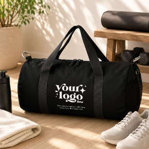 Custom Business Logo Cute Stylish Cool Black Duffle Bag