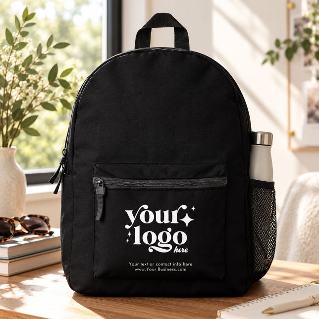 Custom Business Logo Cute Stylish Cool Black Printed Backpack (Creator Uploaded)