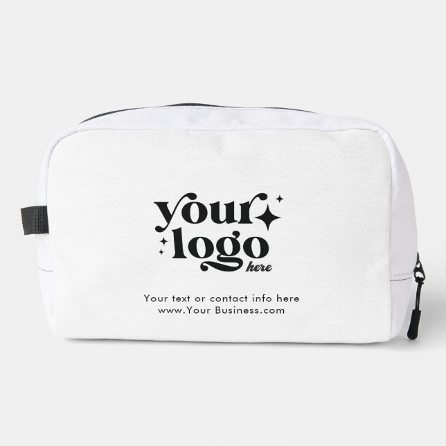 Custom Business Logo Cute Stylish Cool White Dopp Kit (Front)