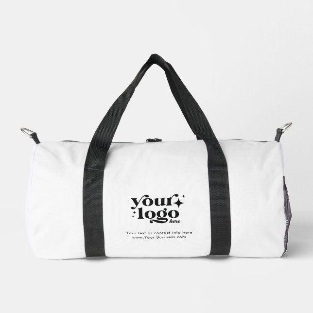 Custom Business Logo Cute Stylish Cool White Duffle Bag (Front)
