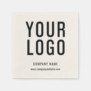 Custom Business Logo Ecru Minimalist Promotional Napkin