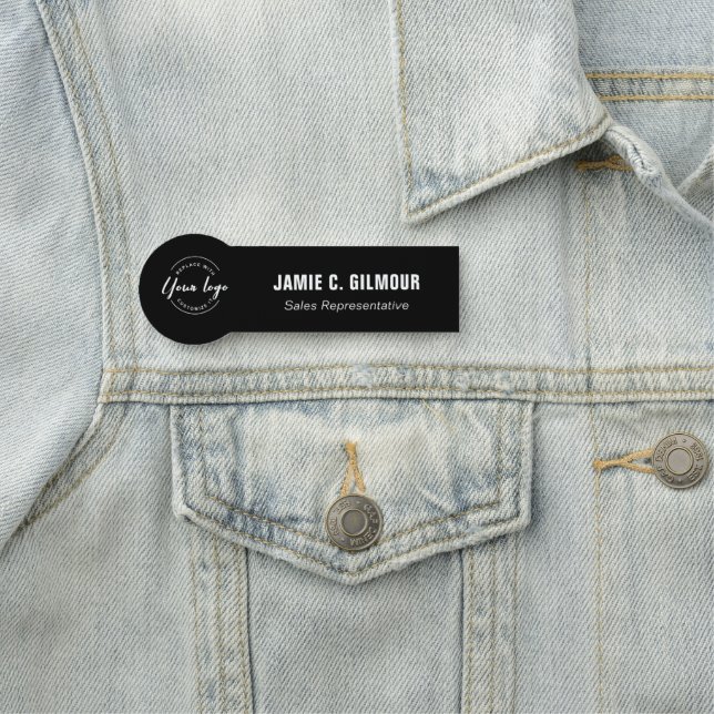  Custom Business logo Employee Custom black Name Tag (In Situ)