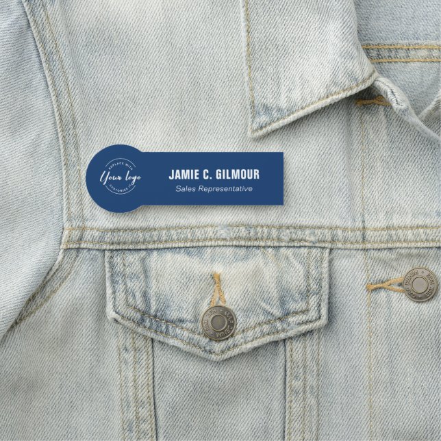  Custom Business logo Employee Custom blue Name Tag (In Situ)