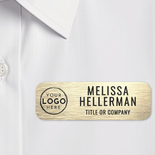 Custom Business Logo Employee Gold Name Tag