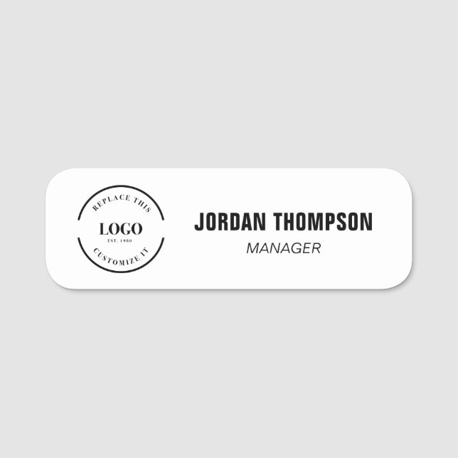 Custom Business logo Employee ID  Name Tag (Front)