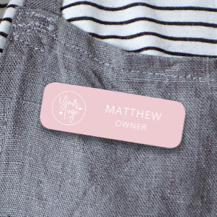 Custom Business Logo Employee Name Basic Pink Name Name Tag