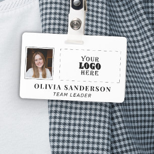 Custom business logo employee name title photo ID Badge