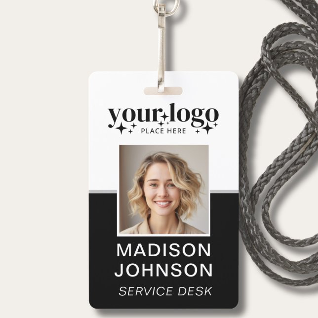 Custom Business Logo Employee Photo Black ID Badge (Custom Business Logo Employee Photo Black ID Badge)