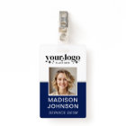 Custom Business Logo Employee Photo Blue ID Badge
