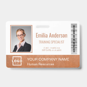 Custom Business Logo Employee Photo Rose Gold ID Badge