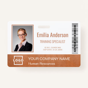 Custom Business Logo Employee Photo Rose Gold ID Badge