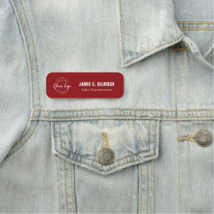 Custom Business logo Employee Red magnetic Name Tag