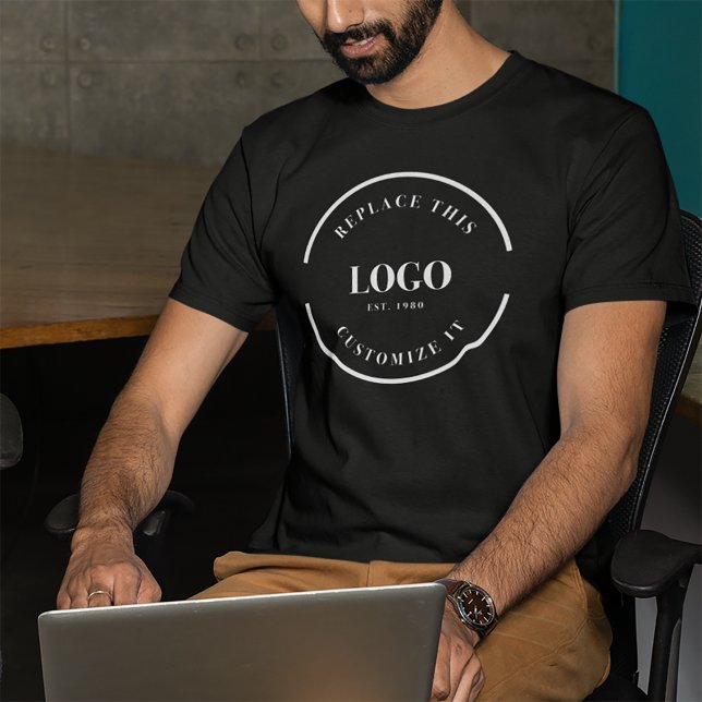 Custom Business logo Employee Staff Company Tri-Blend Shirt (Staff tshirt with white logo on black tshirt.)