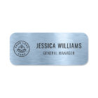 Custom Business Logo Faux Metallic Brushed Blue