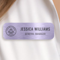 Custom Business Logo Faux Metallic Brushed Purple