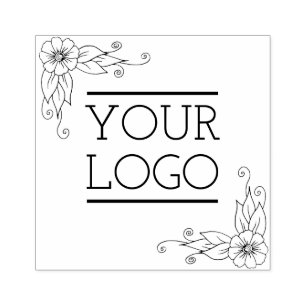 Custom Business Logo Floral Rubber Stamp