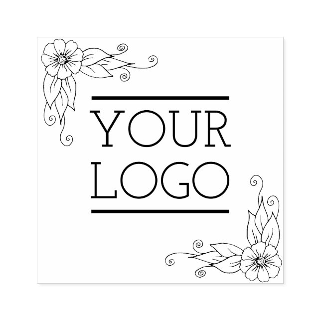 Custom Business Logo Floral Rubber Stamp (Imprint)