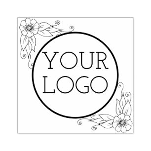 Custom Business Logo Floral Rubber Stamp