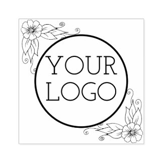 Custom Business Logo Floral Rubber Stamp