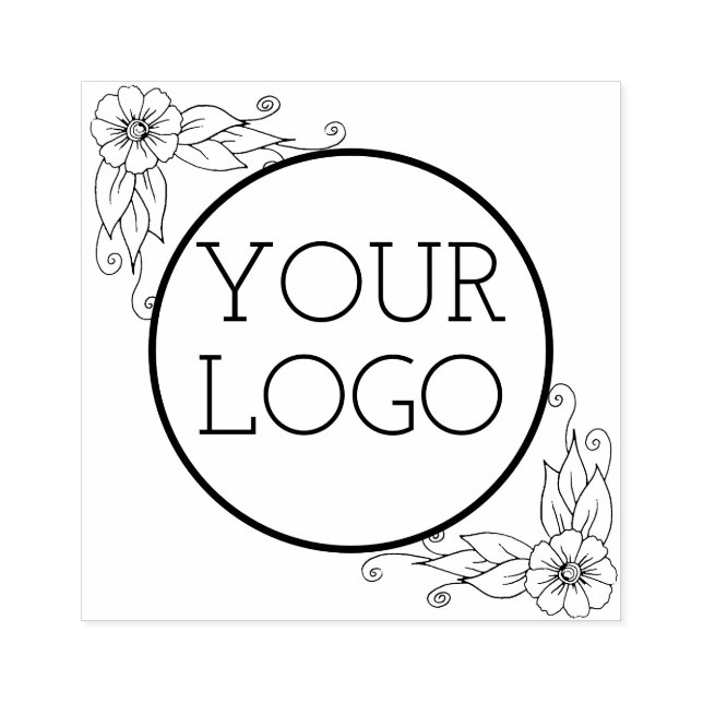 Custom Business Logo Floral Rubber Stamp (Imprint)