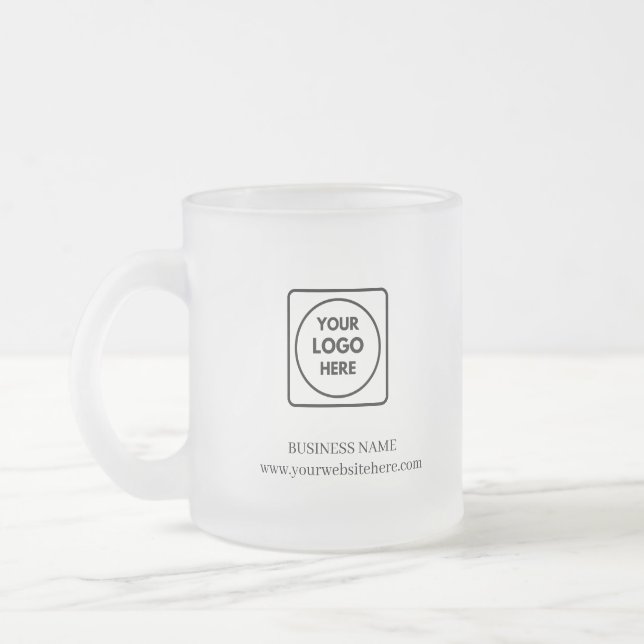 Custom Business Logo Frosted Glass Mug (Left)