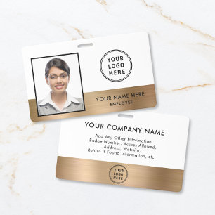 Custom Business Logo Gold Employee Photo ID Badge
