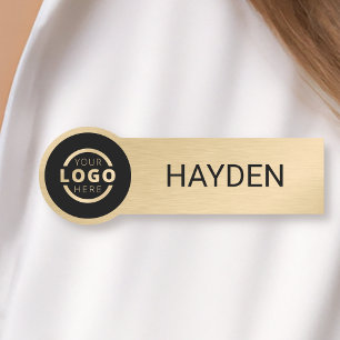 Custom Business Logo Gold Employee Staff Name Tag