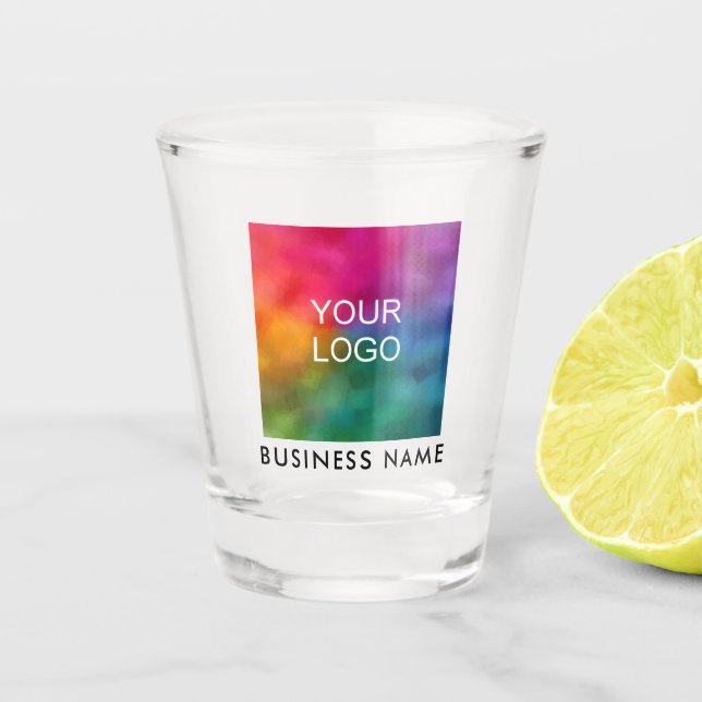 Custom Business Logo Here Add Name Text Single Shot Glass (Front)