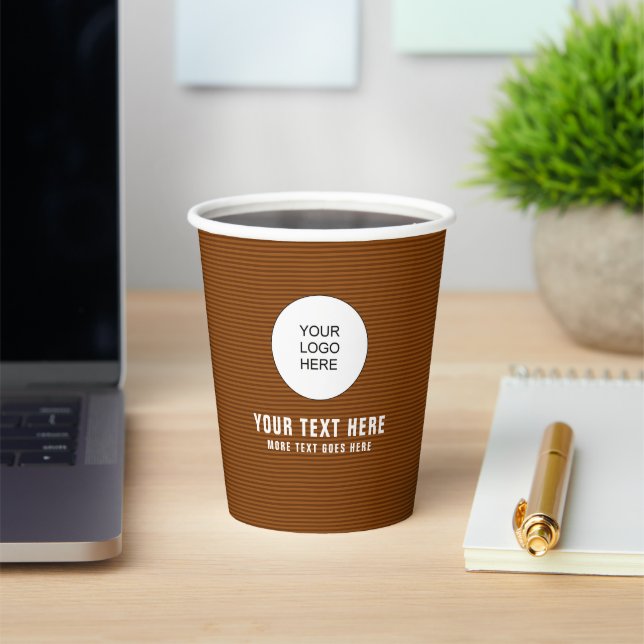 Custom Business Logo Here Elegant Cute Coffee Paper Cups (Insitu)