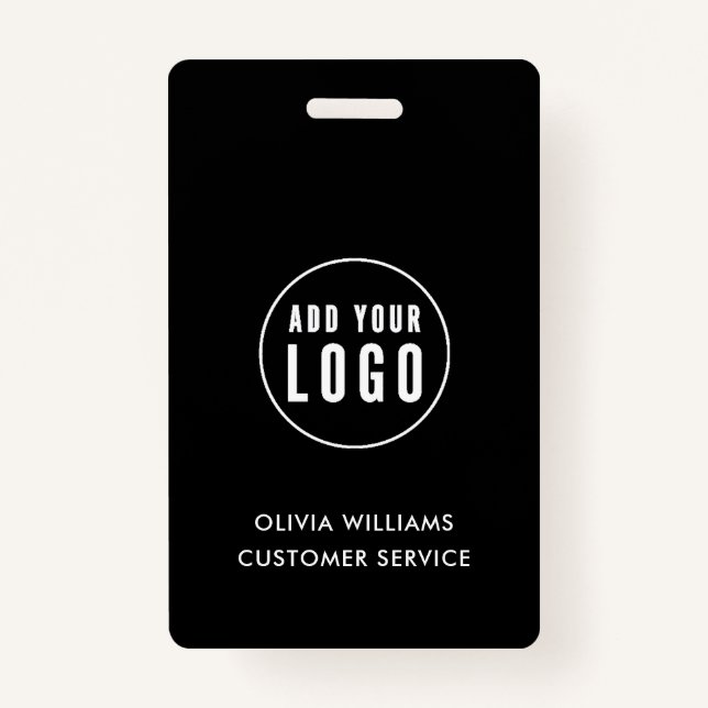 Custom Business Logo ID | Modern Black Employee   ID Badge (Front)