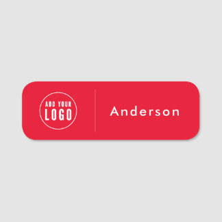 Custom Business Logo ID | Modern  Black Employee   Name Tag