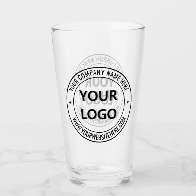 Custom Business Logo Info Branded Glass Example (Front)