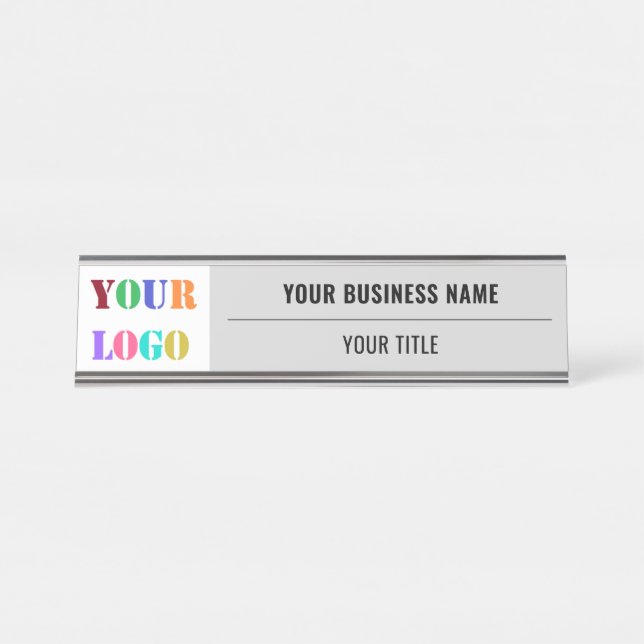 Custom Business Logo Info Name Desk Name Plate (Front)
