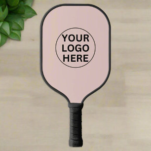 Custom Business Logo l Branded Blush Pink & Black Pickleball Paddle