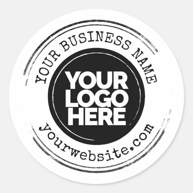 Custom Business Logo Large Grunge Classic Round Sticker (Front)