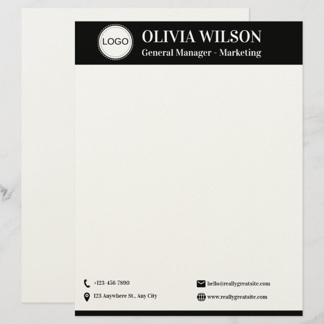 Custom Business Logo Letterhead (Front/Back)