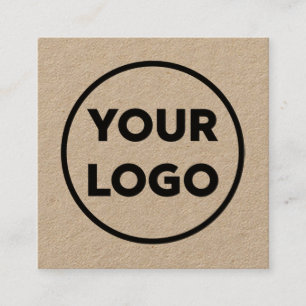 Custom Business Logo Long Name Minimal Kraft Square Business Card