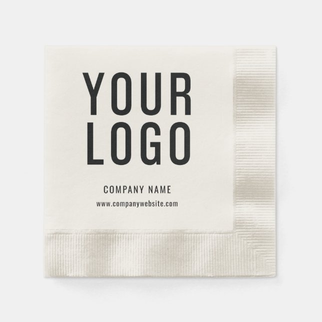 Custom Business Logo Minimalist Promotional Ecru Napkin (Front)