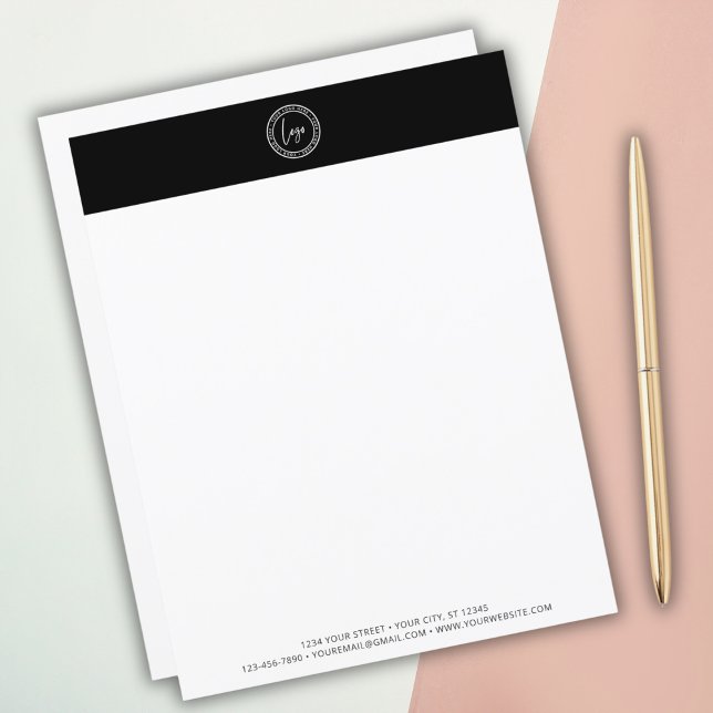 Custom Business Logo Modern Minimal Black (Simply add your company logo and details for custom business stationery.
)