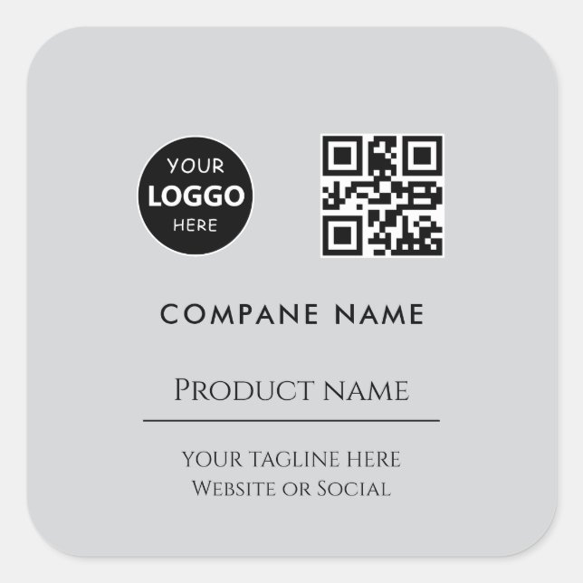 custom business logo Modern minimal Black Square Sticker (Front)