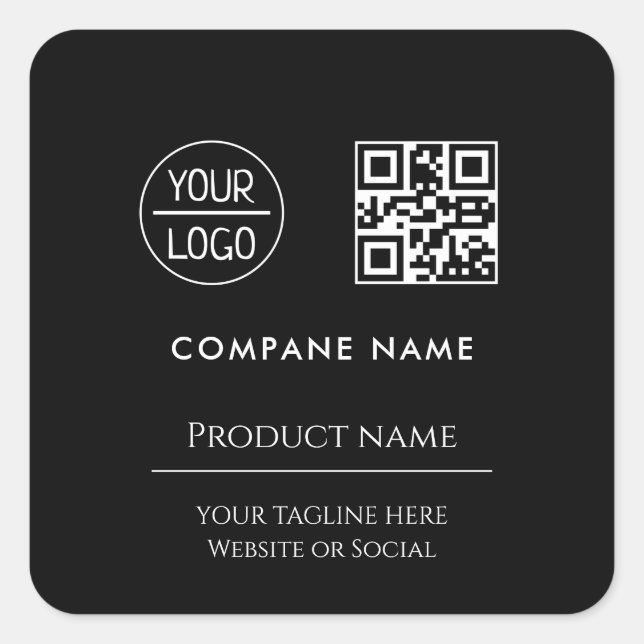 custom business logo Modern minimal Black Square Sticker (Front)