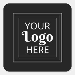 Custom Business Logo Modern Minimalist Black White Square Sticker